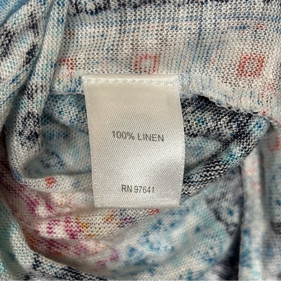 J. Jill Linen Sleeveless Medallion Print Tank Blouse Top-Blue/Red-Women Large - Picture 5 of 5